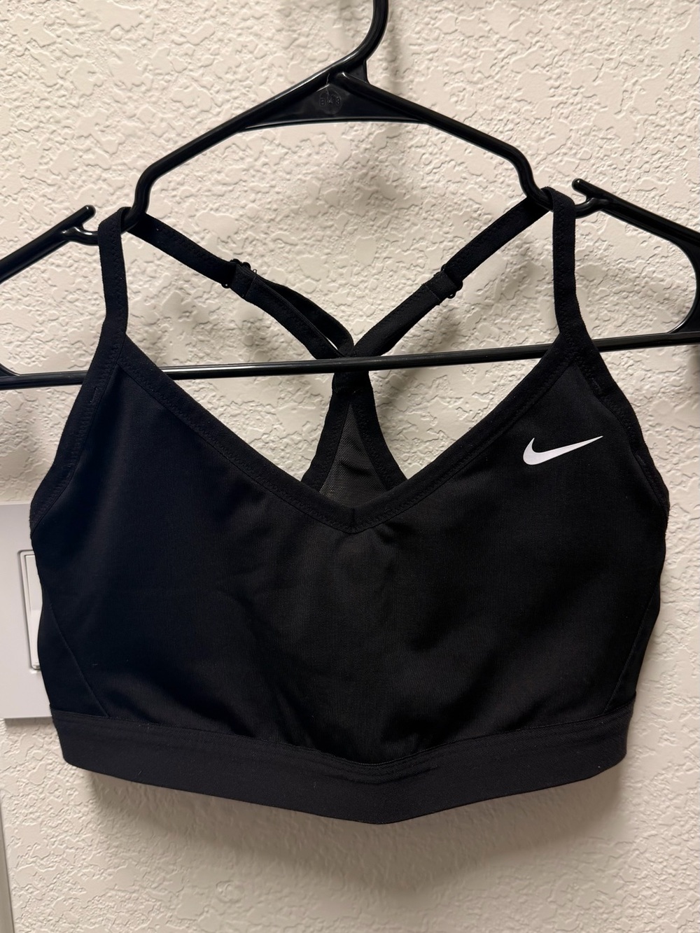 Nike Black Strappy Sports Bra with White Swoosh